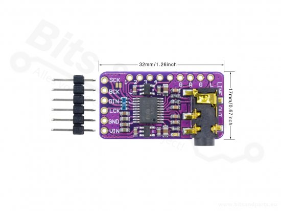Audiodecoder Stereo DAC I2S - PCM5102 